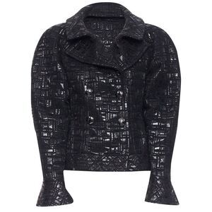 Chanel cyber tweed bomber sleeve double breasted jacket
